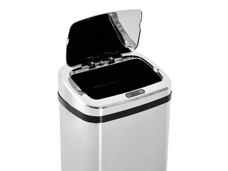  Poubelle de cuisine automatique 50 l en acier inoxydable argenté avec capteur, ouverture sans contact et boutons  - Conforama E