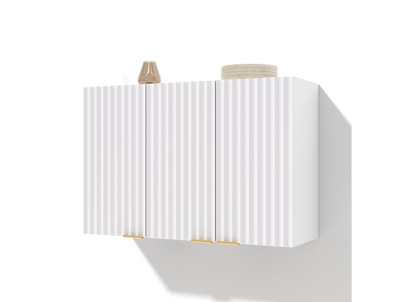 Meuble haut de cuisine mural 3 portes 90x29x60 cm en mdf blanc - Conforama A