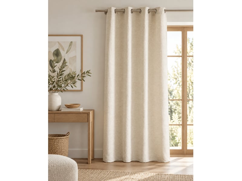  Rideau atlas sable 140 x 240 cm jacquard fils teints 8 œillets 460 gm² 15682 - Conforama A