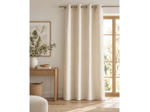 Rideau atlas sable 140 x 240 cm jacquard fils teints 8 œillets 460 gm²