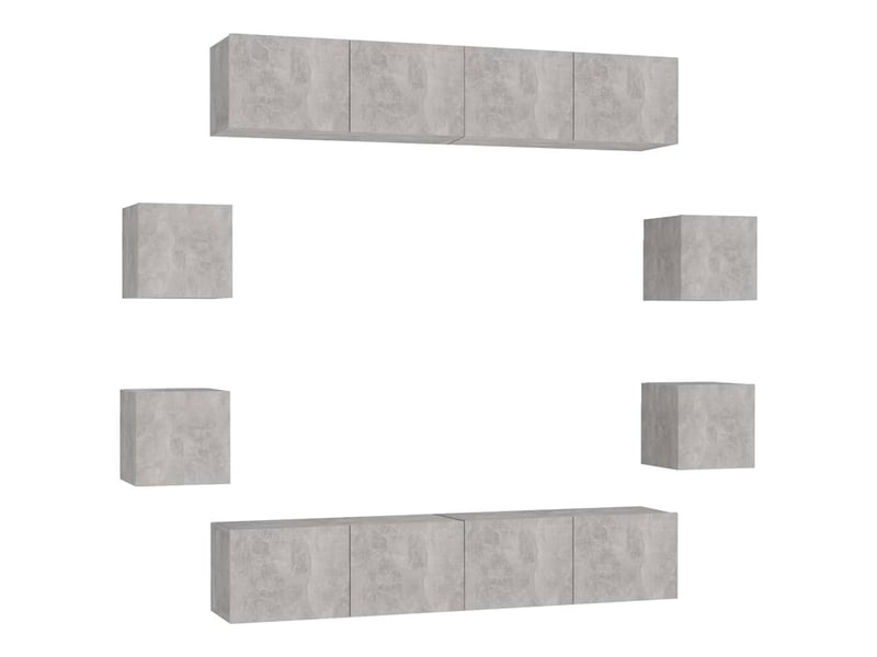  Ensemble de meubles tv 8 pcs gris béton bois d'ingénierie shl98193  - Conforama A