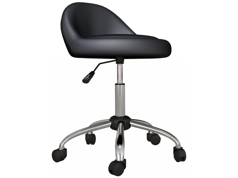  Tabouret à roulettes pivotant avec hauteur réglable pour cosmétique dentiste ou coiffure diamètre 50 cm hauteur 63-83 cm en noir  - Conforama A