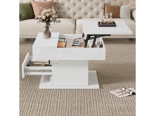 Table basse carré(e) coloris blanc <strong>MERAX</strong> <strong>table basse blanc</strong> - 70 cmx70 cm