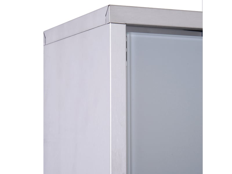  Armoire à pharmacie 30 x 18 x 50 cm argentée en acier inoxydable, porte verrouillable en verre satiné  - Conforama E