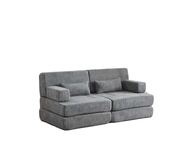  Canapé-lit modulaire 4 places en chenille – gris – pliant 2-en-1, convertible, empilable et confortable  - Conforama C