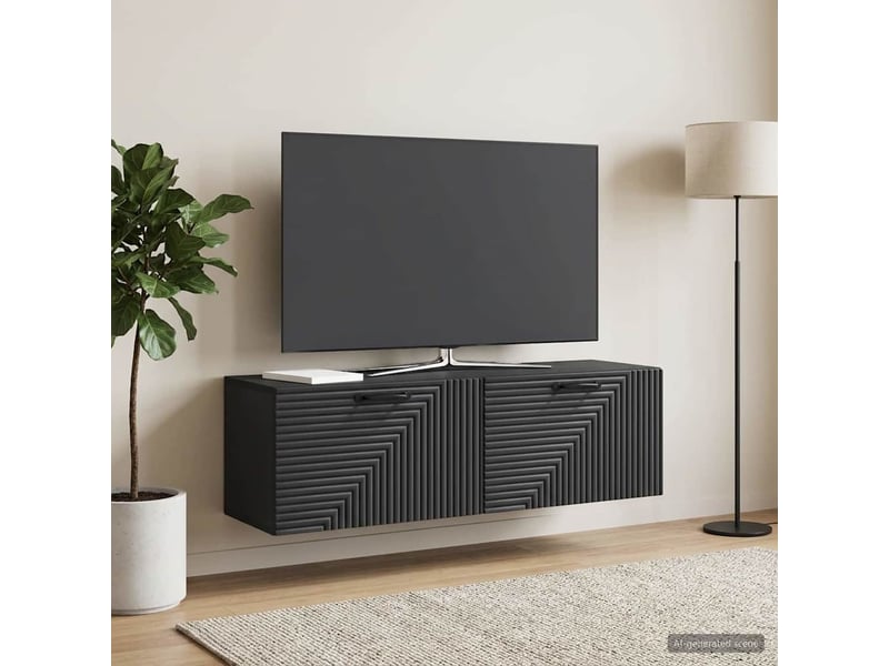  Meuble tv - banc tv - meuble de rangement mural noir 98 x 31 x 30 cm bois d'ingénierie  - Conforama B
