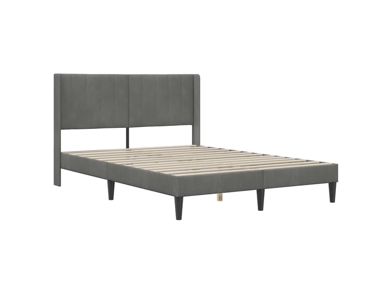  Lit double- lit adulte -  cadre de lit avec tête de lit gris foncé 120 x 190 cm velours  - Conforama B