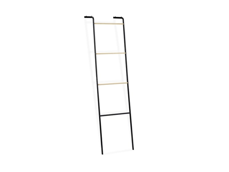  Porte-serviettes échelle design moderne à poser contre le mur 4 barres 70 x 20 x 10 cm en métal noir 13_0007569  - Conforama A
