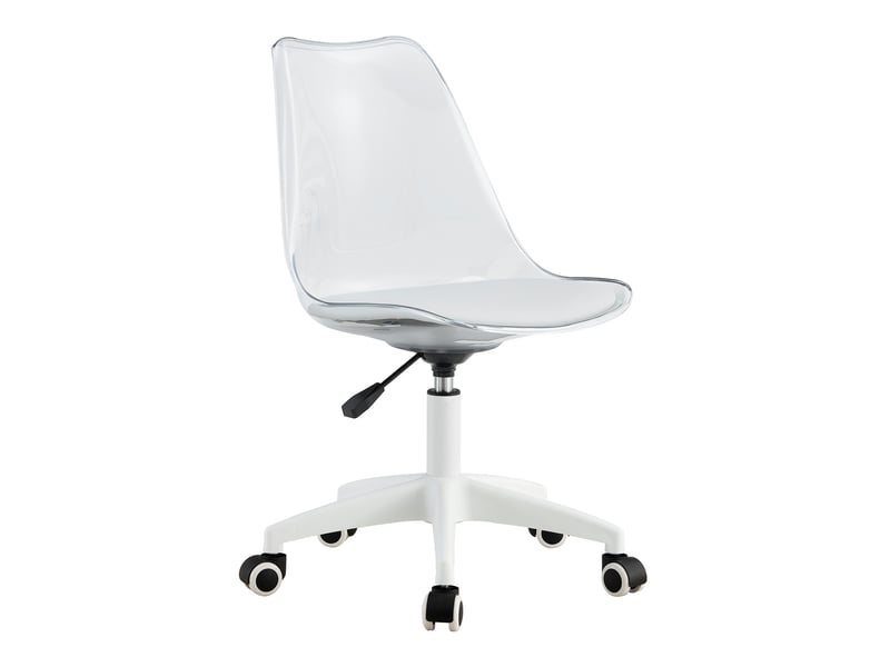  Chaise de bureau pivotante, dossier transparent, assise pu, hauteur réglable, roulettes  - Conforama D