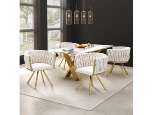 Lot de 4 chaises de salle à manger 72 cm en velours, pieds en métal argenté, pivotant à 360°, beige