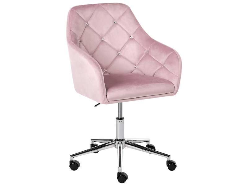 Chaise de bureau veloria velours rose pastel  - Conforama A