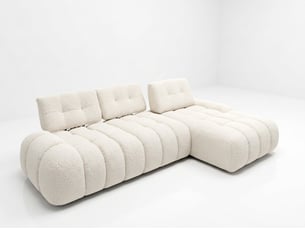 Canapé d'angle droit fixe <strong>BOBOCHIC</strong> <strong>APOLLON</strong> 3 places Tissu Blanc