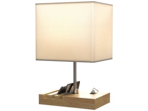 Lampe de chevet avec ports usb-a et usb-c, lampe de table moderne, 3 supports pour téléphone, ampoules non incluses, blanche