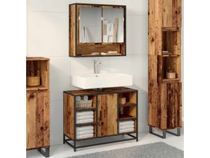 Ensemble de mobilier de salle de bain 2 pièces bois ancien cf64211