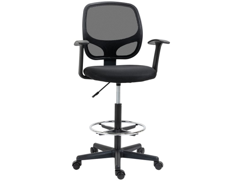  Chaise de bureau ergonomique pivotante avec repose-pieds réglable, noir, 60x56x110-132 cm, 120 kg  - Conforama A