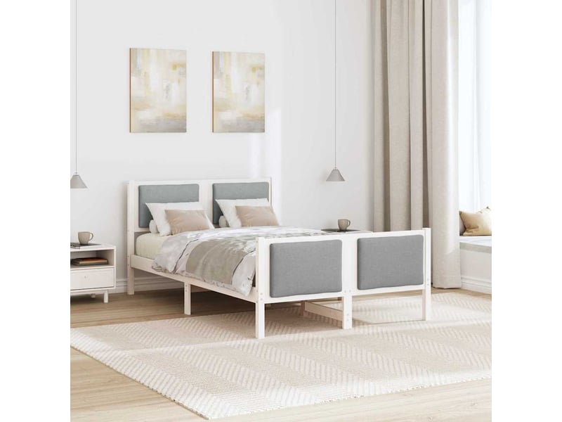  Lit double- lit adulte -  cadre de lit avec tête de lit gris clair 120 x 190 cm tissu  - Conforama C