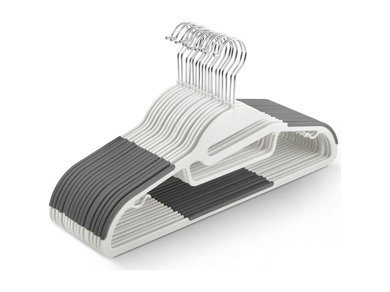  Lot de cintres antidérapants – durable, design fin pour économiser de l'espace avec rotation à 360°, organisateur de cravates, crochets de sangle et ouverture en forme de s  - Conforama A