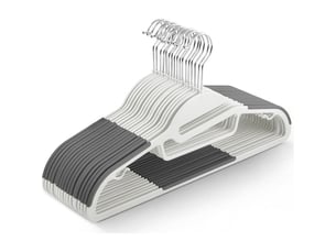 Lot de cintres antidérapants – durable, design fin pour économiser de l'espace avec rotation à 360°, organisateur de cravates, crochets de sangle et ouverture en forme de s