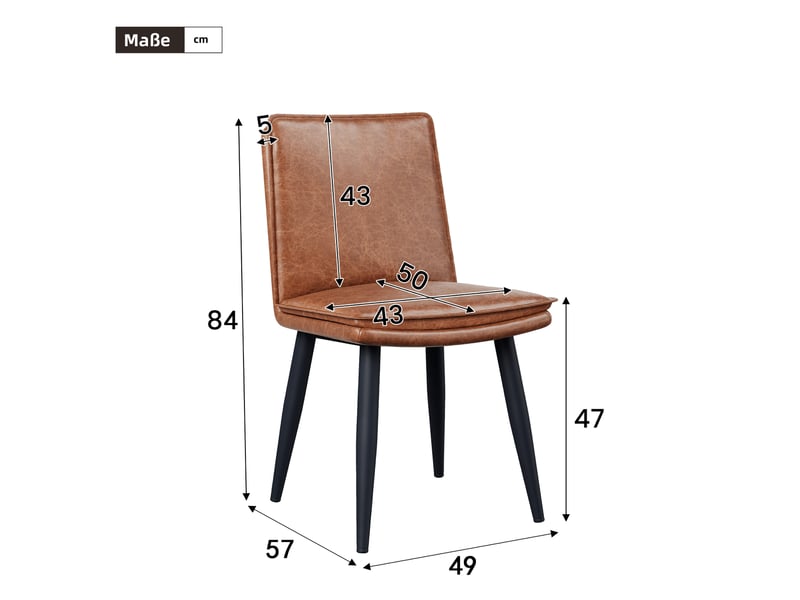  Lot de 4 chaises de salle à manger,49x57x84 cm,polyuréthane,marron  - Conforama C