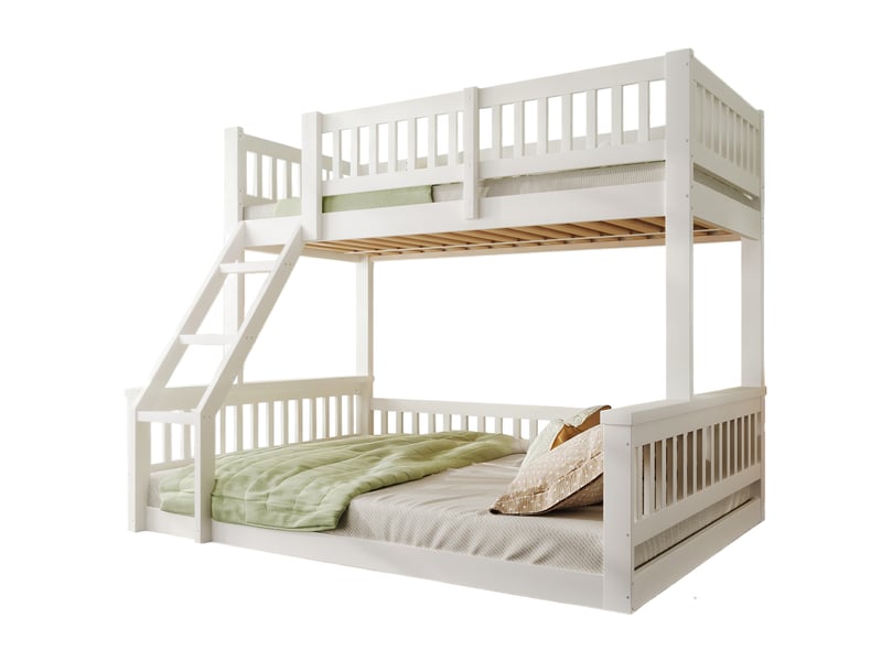 Lit superposé enfant blanc 90x200 cm et 140x200 cm avec échelle - Conforama A