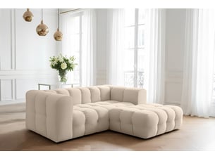 Canapé d'angle baloo l mini, pour salon, tissu tiffany, droit, beige