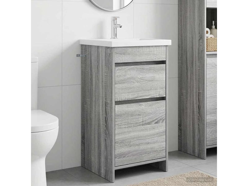  Meuble salle de bain avec évier, meuble de rangement sonoma gris shl5479  - Conforama B