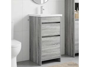 Meuble salle de bain avec évier, meuble de rangement sonoma gris shl5479