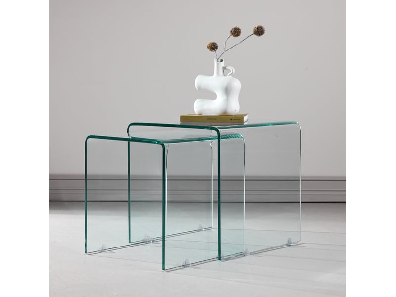  Lot de 2 tables d'appoint en verre telemark 42cm transparent  - Conforama E