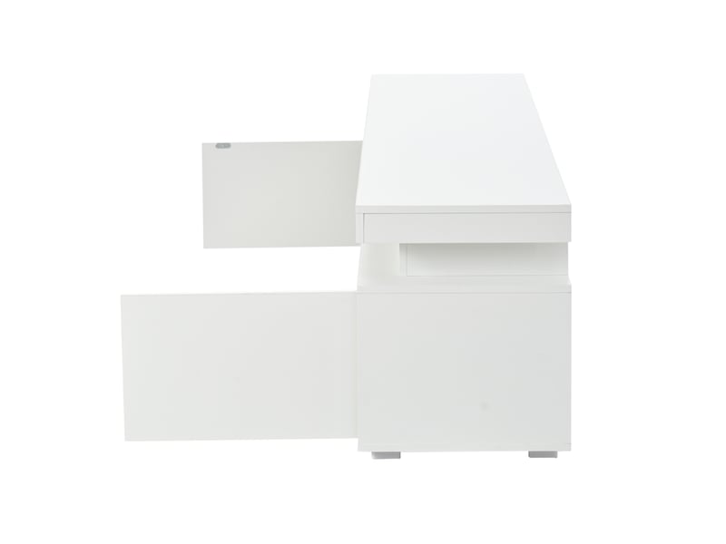  Meuble tv de salon 150x35x43 cm sur pied, meuble tele de rangement à 3 portes, meuble bas avec bandeau lumineux led  - Conforama C