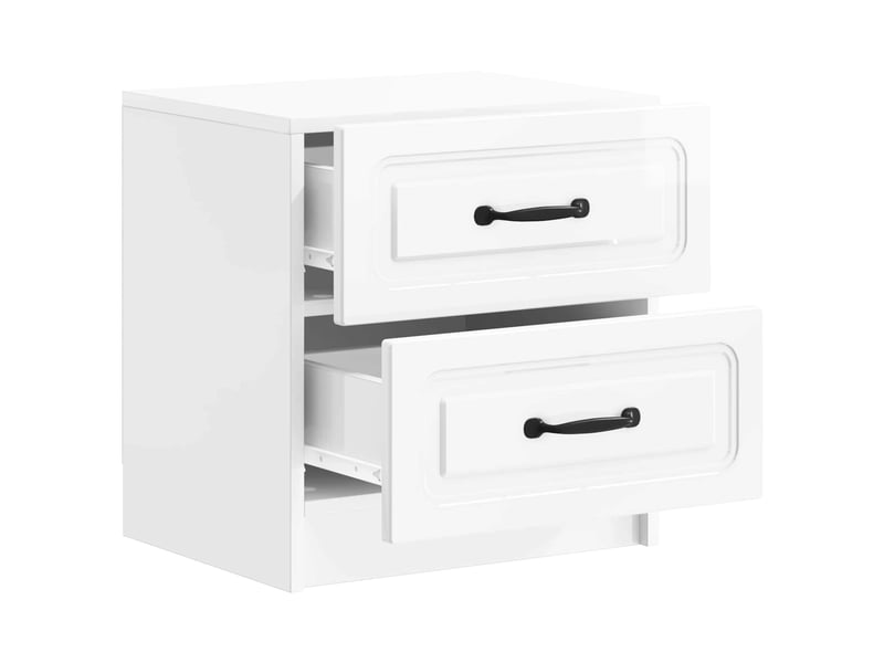  Table de chevet - cabinet de chevet - table de nuit 2 pièces blanc brillant 43 x 34,5 x 44,5 cm  - Conforama E