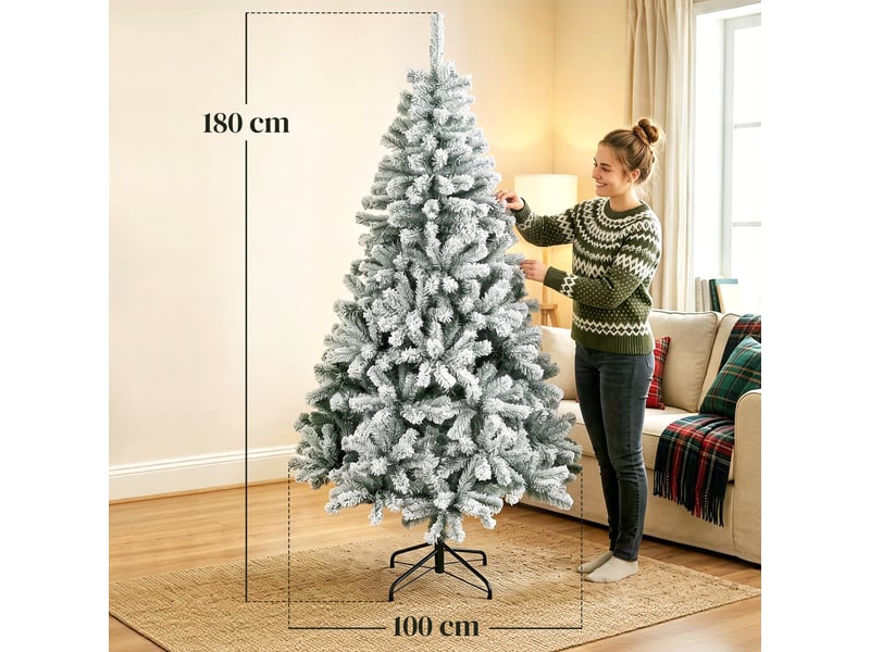  Sapin de noël enneigé de 180 cm avec 650 pointes en pvc ignifugé  - Conforama E