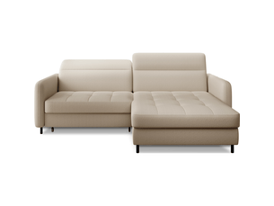 Canapé d'angle droit fixe MEUBLORAMA 3 places Polyester beige avec coffre de rangement