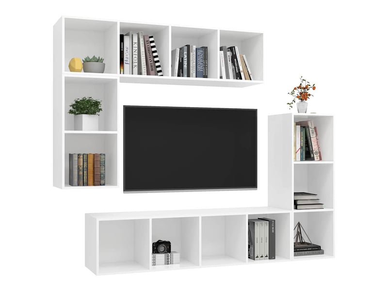  Ensemble de meubles tv 4 pcs blanc bois d'ingénierie shl16693  - Conforama C