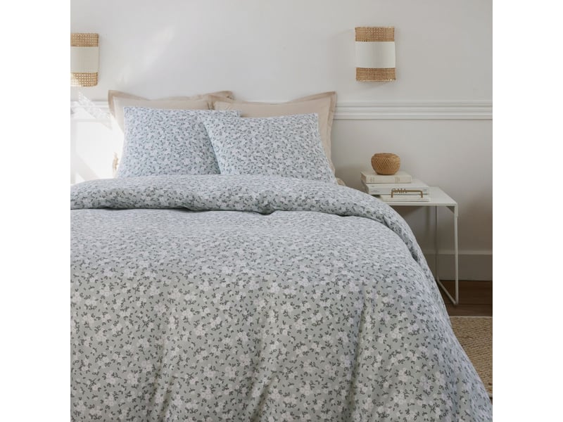  Parure housse de couette 260x240cm + 2 taies motif liberty céladon 100% gaze de coton - elma ELMA - Conforama C
