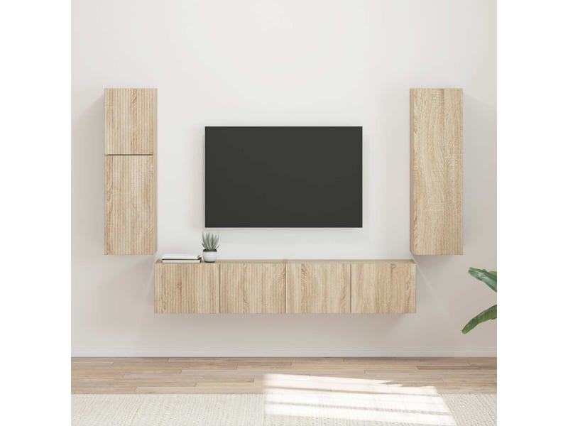  Ensemble meuble tv - banc tv - meuble de rangement 4 pcs chêne sonoma bois d'ingénierie  - Conforama B