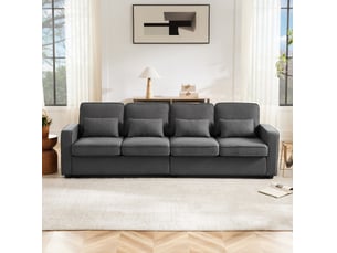 Canapé droit fixe <strong>HAVRYA</strong> <strong></strong> 4 places Polyester gris