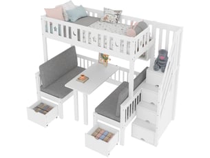 Lit mezzanine 90x200 cm ROLIPO coloris blanc