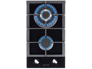 Beldeko plaque gaz 2 feux 5200w verre noir grilles fonte - marque française