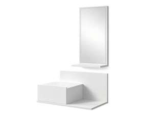 Meuble d'entrée | 1 tiroir avec miroir | console d'entrée | vestiaire | finition en couleur blanc mate | 60x85,5x30cm | modèle isabela