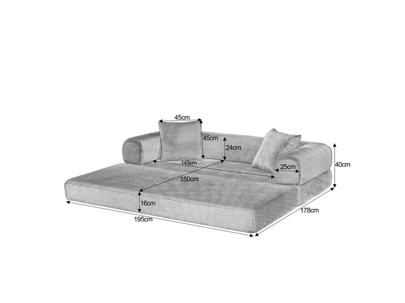 Canapé droit convertible modulable en lit, velours côtelé, mousse froide, sans montage, pour salonchambre, vert - Conforama D