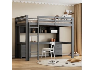 Lit mezzanine 90x200 cm <strong>MODENUIT </strong>  <strong></strong> coloris gris