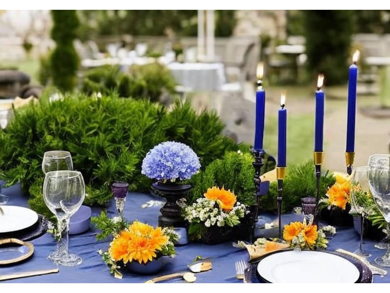  Lot de 4 bougies de table, bleues, dimensions : h x ø env. 17 x 2 cm  - Conforama B