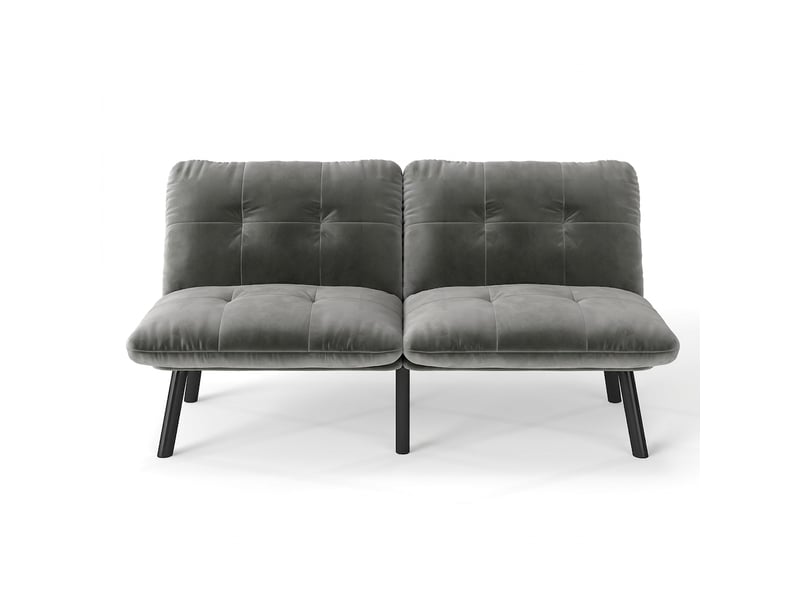  Canapé convertible 2 places gris en velours, canapé-lit avec fonction couchage  - Conforama D