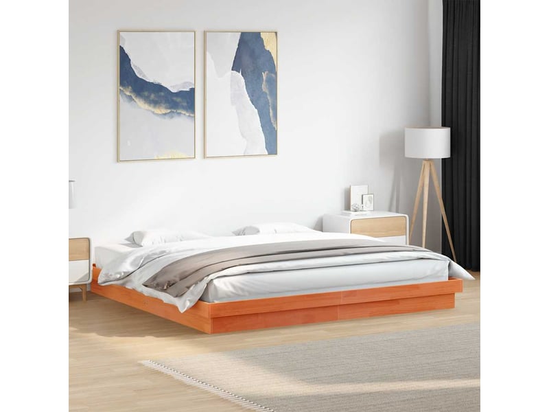  Lit double- lit adulte -  cadre de lit à led sans matelas 200x200 cm bois massif  - Conforama B