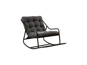 Chaise à bascule d'extérieur 75x116x82 cm, coussin épais, structure métal, gris
