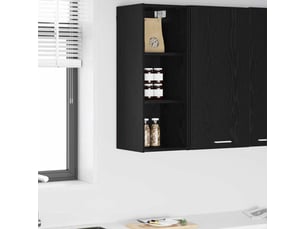 Meuble de rangement cuisine, armoire suspendue chêne noir 30x29,5x80cm