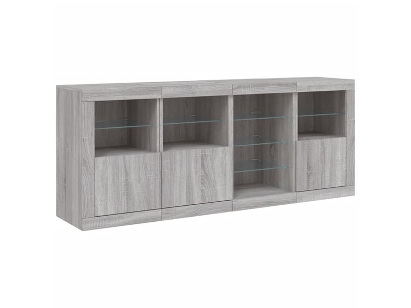  Buffet salon, buffet de rangement avec lumières led sonoma gris 164x37x67 cm  - Conforama E