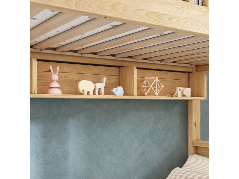  Lit superpose cabane 90x200140x200, sécurité renforcée lit superposé, escalier rangement intégré, bois massif, lit double bas  - Conforama D