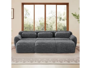 Canapé droit convertible 3 places Tissu gris