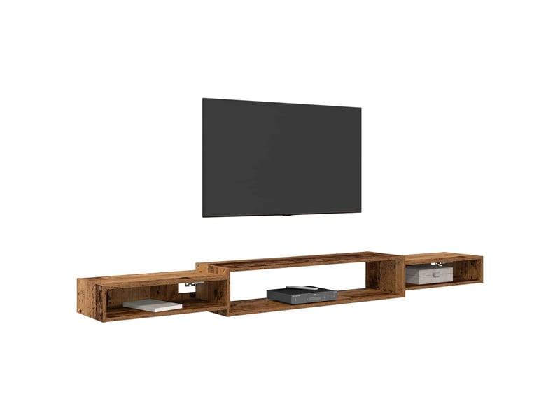  Meuble tv - banc tv - meuble de rangement mural montage mural bois ancien 220 x 28 x 21 cm  - Conforama C
